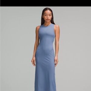 lululemon All Aligned Ribbed Midi Dress Size 10 Oasis Blue NWT